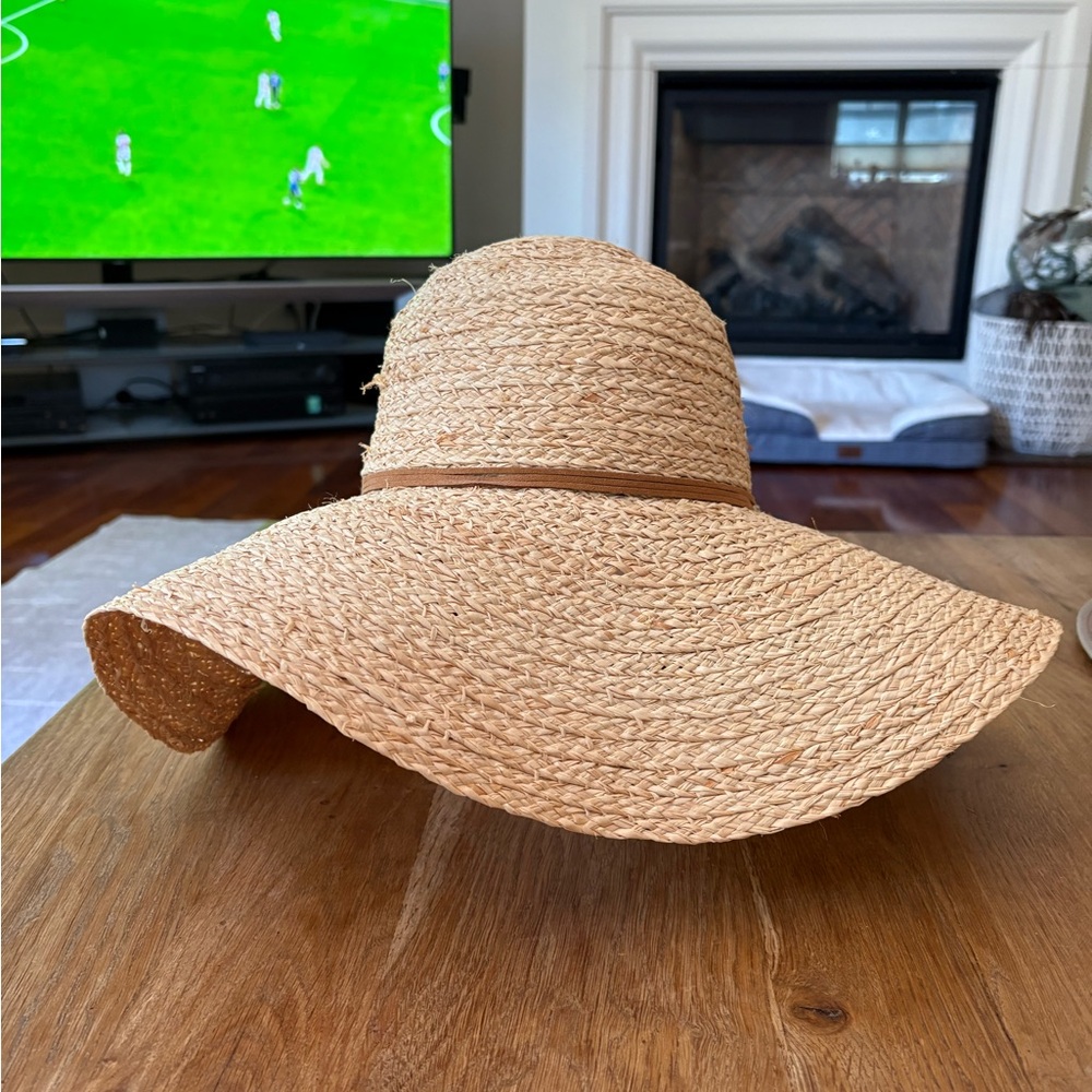Barneys New York Natural Straw Sun Hat with Black Trim - Picture 2 of 6